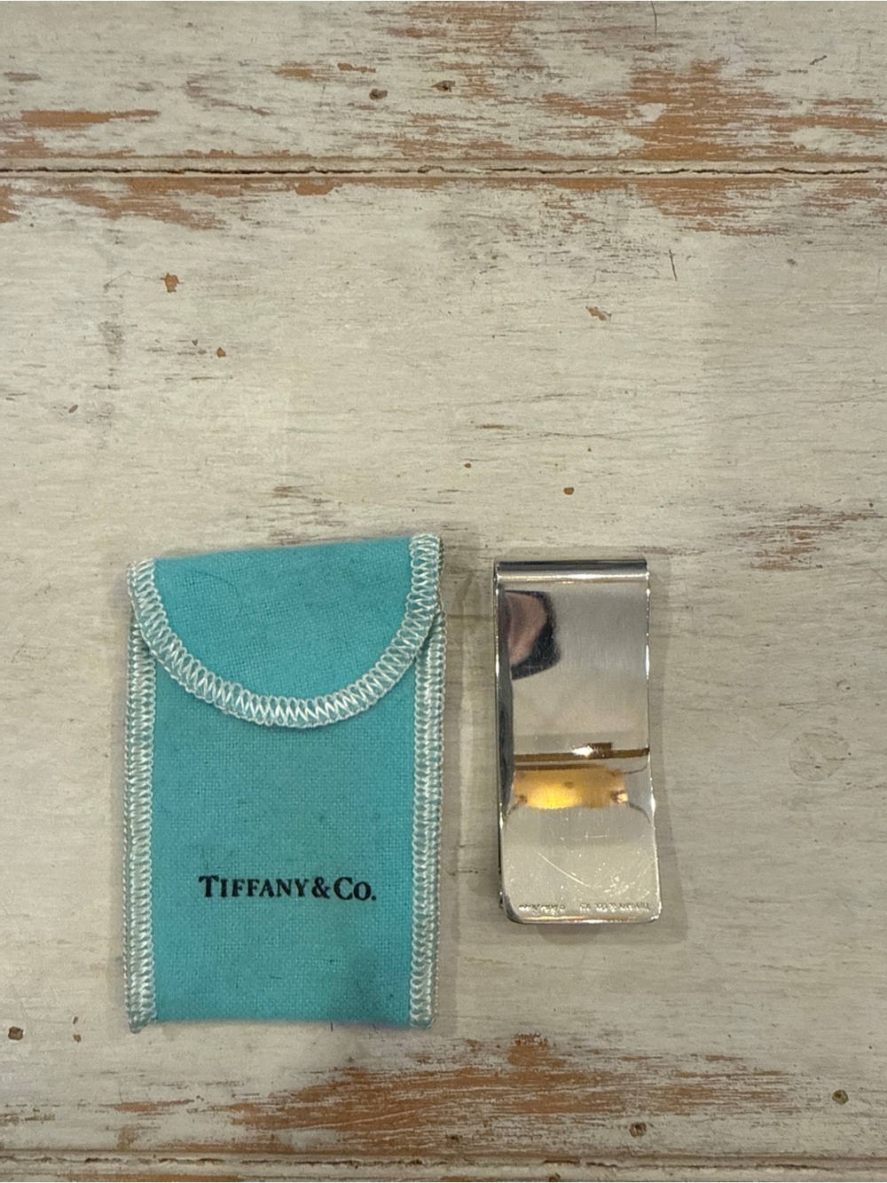 Tiffany & Co. Sterling Silver Money Clip with Signature Blue Pouch